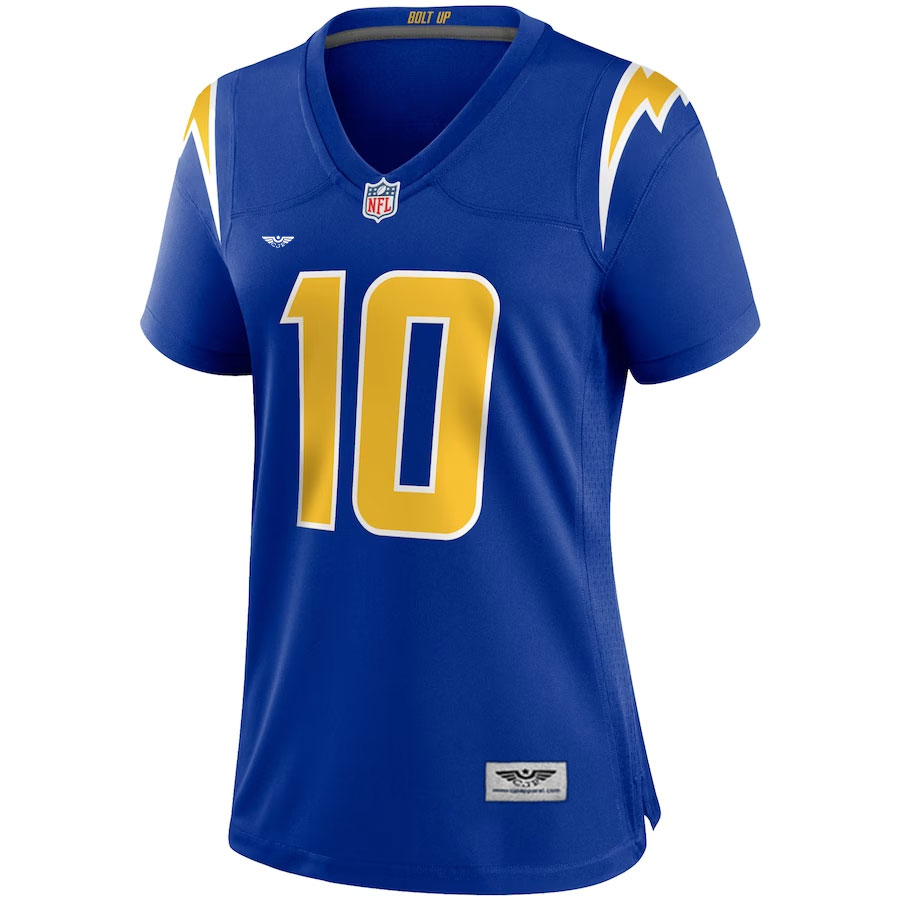 Justin-Herbert-Los-Angeles-Chargers-CJP-Apparel-Women's-Game-Jersey---Royal.Furent-Viwe