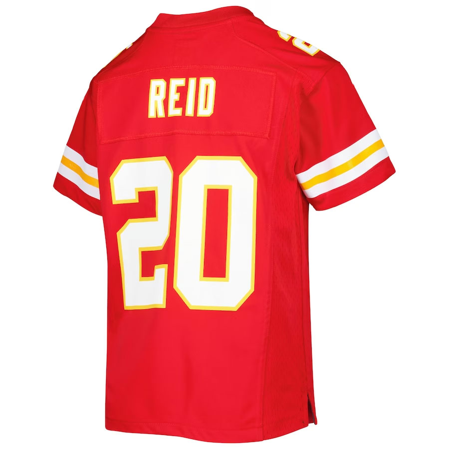 Justin-Reid-Kansas-City-Chiefs-CJP-Apparel-Youth-Game-Jersey---Red.Bcak-Viwe