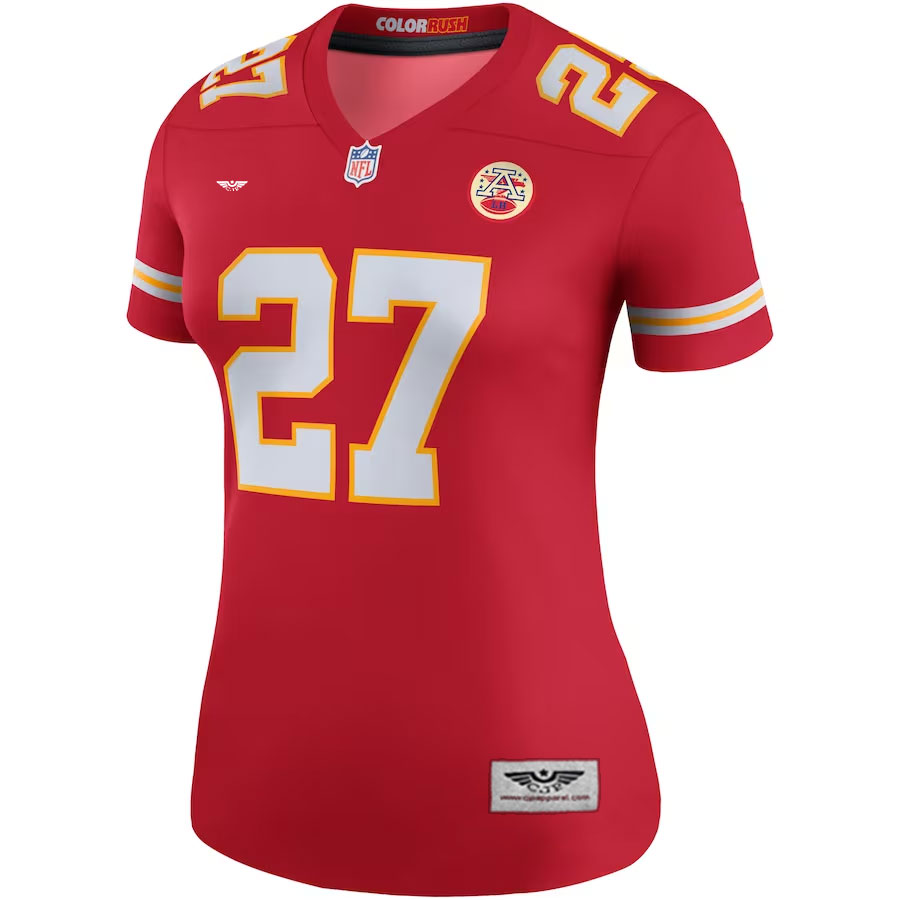 Kareem-Hunt-Kansas-City-Chiefs-CJP-Apparel-Women's-Color-Rush-Legend-Player-Jersey---Red.Furent-Viwe