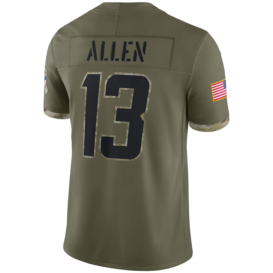 Keenan-Allen-Los-Angeles-Chargers-CJP-Apparel-2022-Salute-To-Service-Limited-Jersey---Olive.Back-Viwe