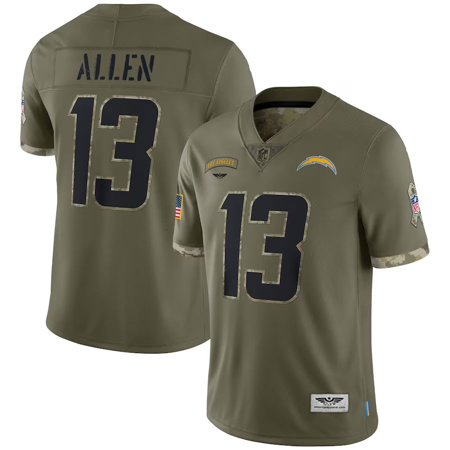 Keenan-Allen-Los-Angeles-Chargers-CJP-Apparel-2022-Salute-To-Service-Limited-Jersey---Olive