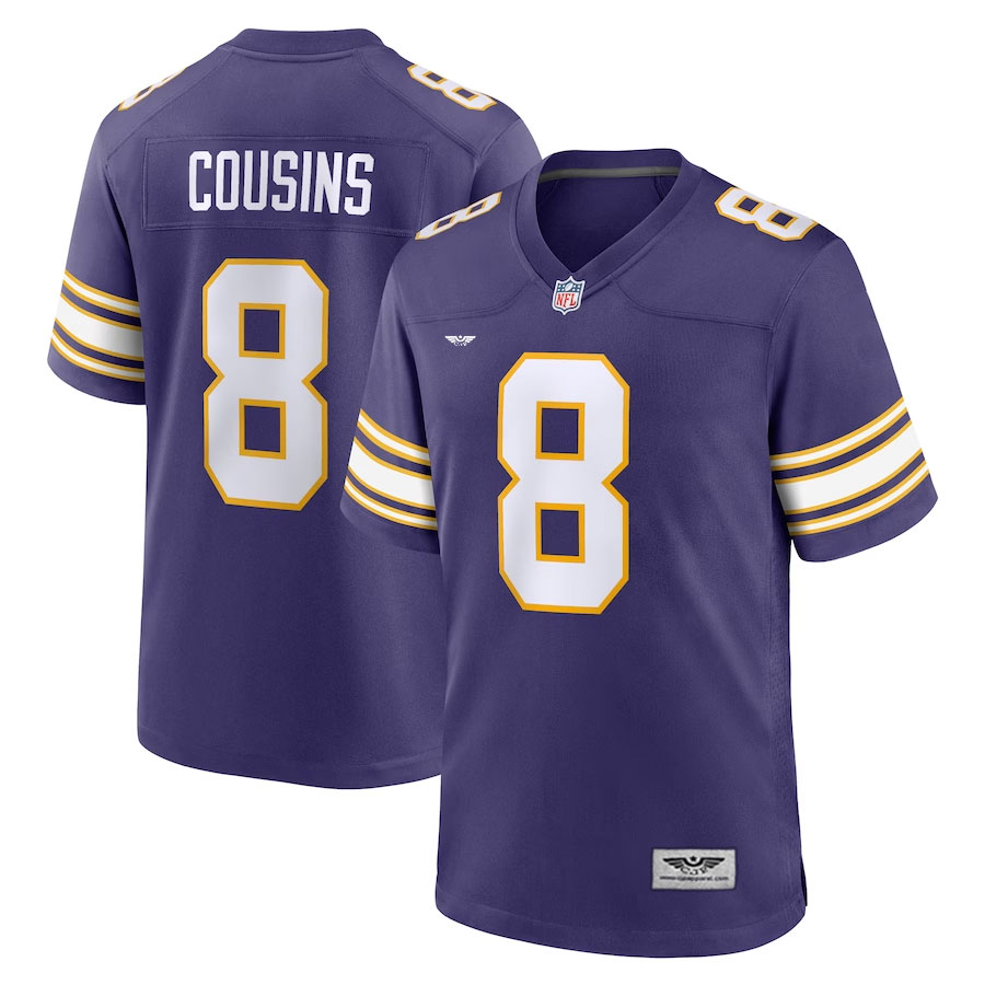 Kirk-Cousins-Minnesota-Vikings-CJP-Apparel-Classic-Player-Game-Jersey---Purple