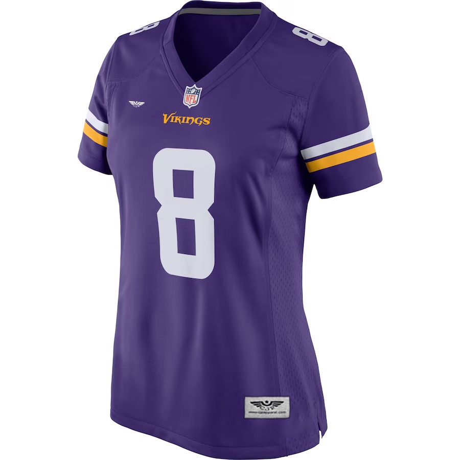 Kirk-Cousins-Minnesota-Vikings-CJP-Apparel-Women's-Player-Jersey---Purple.Furent-Viwe