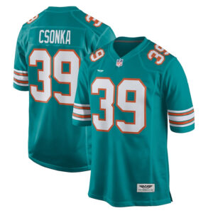 Larry Csonka Miami Dolphins  CJP Apparel Retired Player Jersey - Aqua