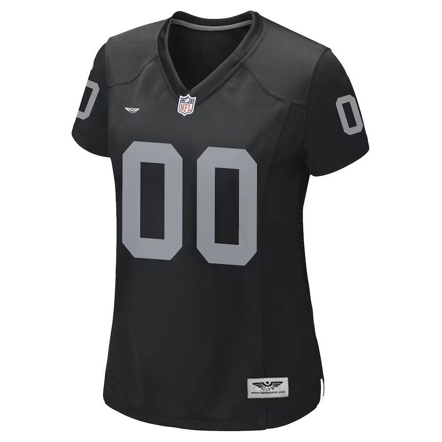 Las-Vegas-Raiders-CJP-Apparel-Women's-Custom-Game-Jersey---Black.Furent-Viwe
