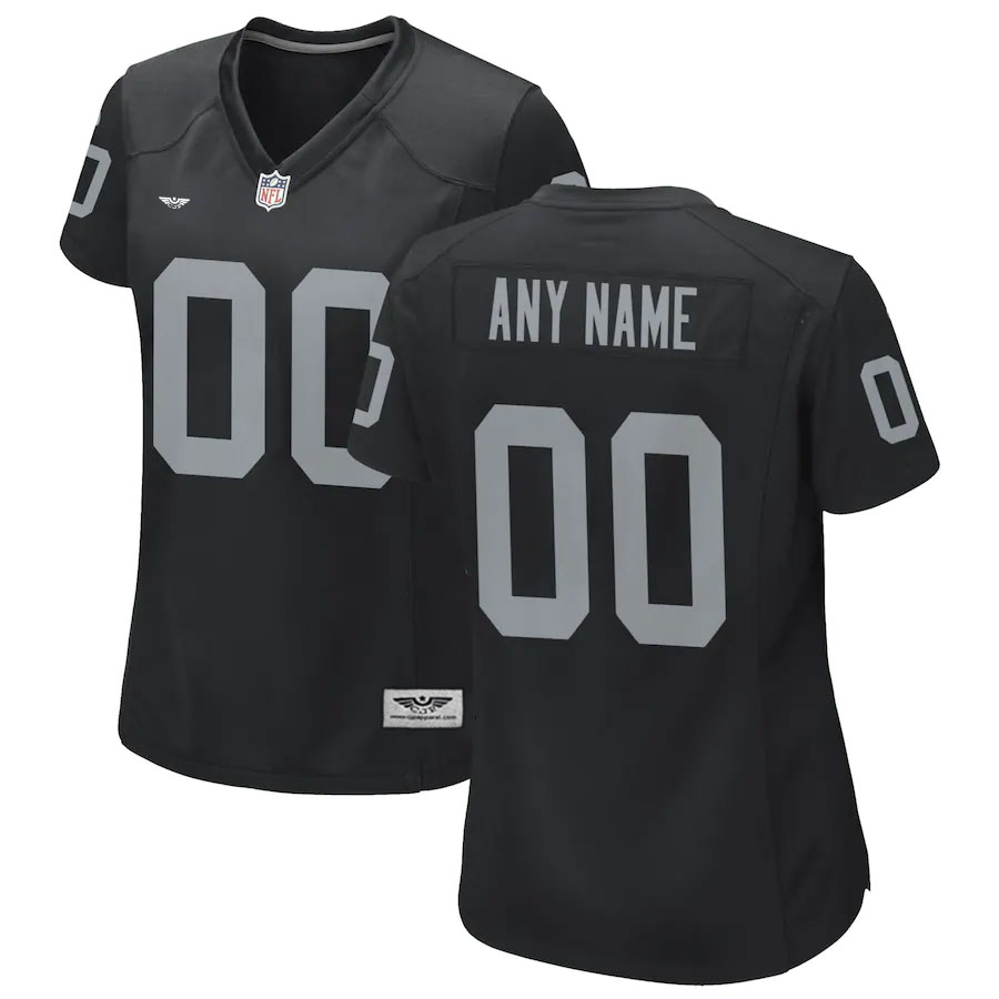 Las-Vegas-Raiders-CJP-Apparel-Women's-Custom-Game-Jersey---Black