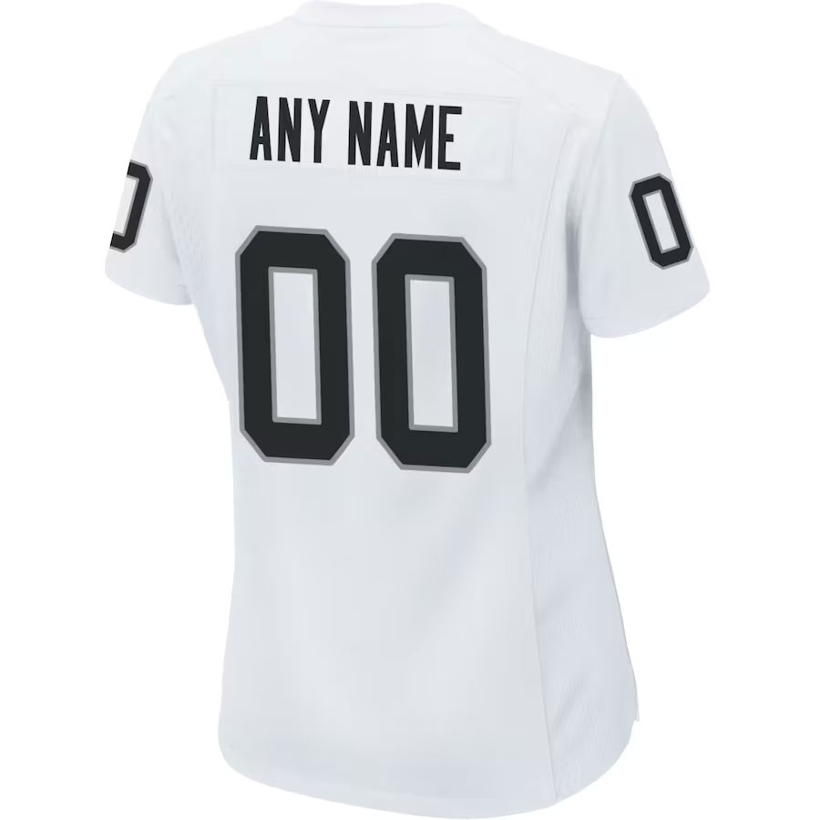 Las-Vegas-Raiders-CJP-Apparel-Women's-Custom-Game-Jersey---White.Back-Viwe