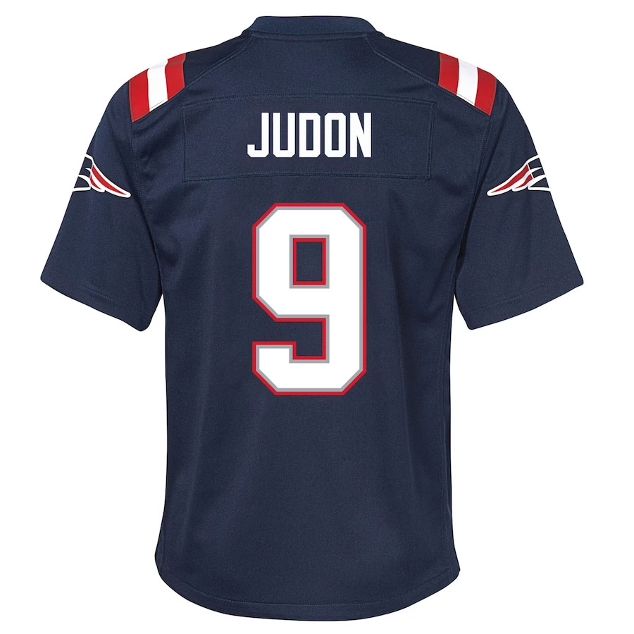 Matthew-Judon-New-England-Patriots-CJP-Apparel-Youth-Game-Jersey---Navy.Back-Viwe