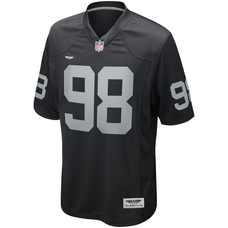 Maxx-Crosby-Las-Vegas-Raiders-CJP-Apparel-Game-Jersey---Black.Furent-Viwe