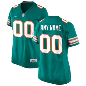 Miami Dolphins  CJP Apparel Women's Alternate Custom Game Jersey - Aqua