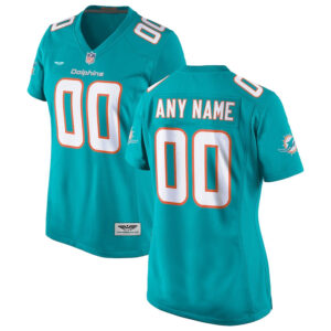 Miami Dolphins  CJP Apparel Women's Custom Game Jersey - Aqua