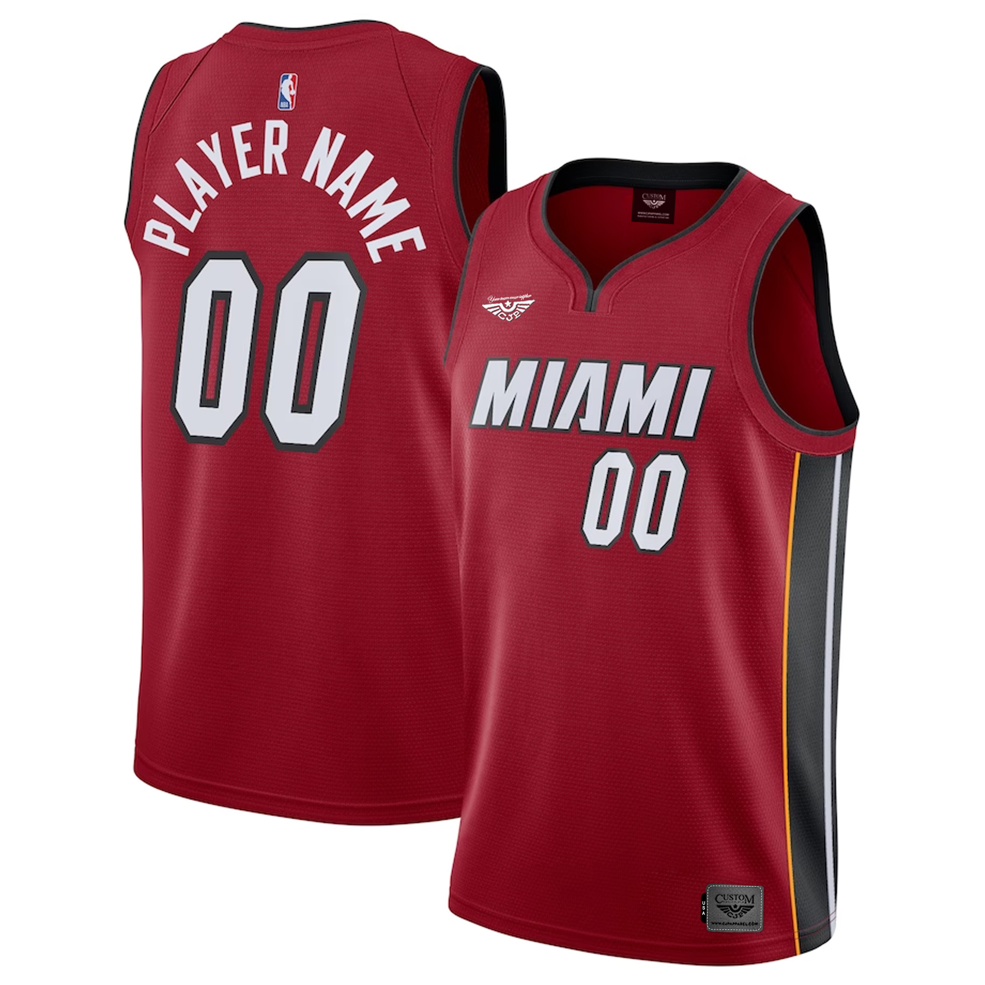 Miami Heat Jordan Brand Swingman Custom Jersey - Statement Edition - Red both
