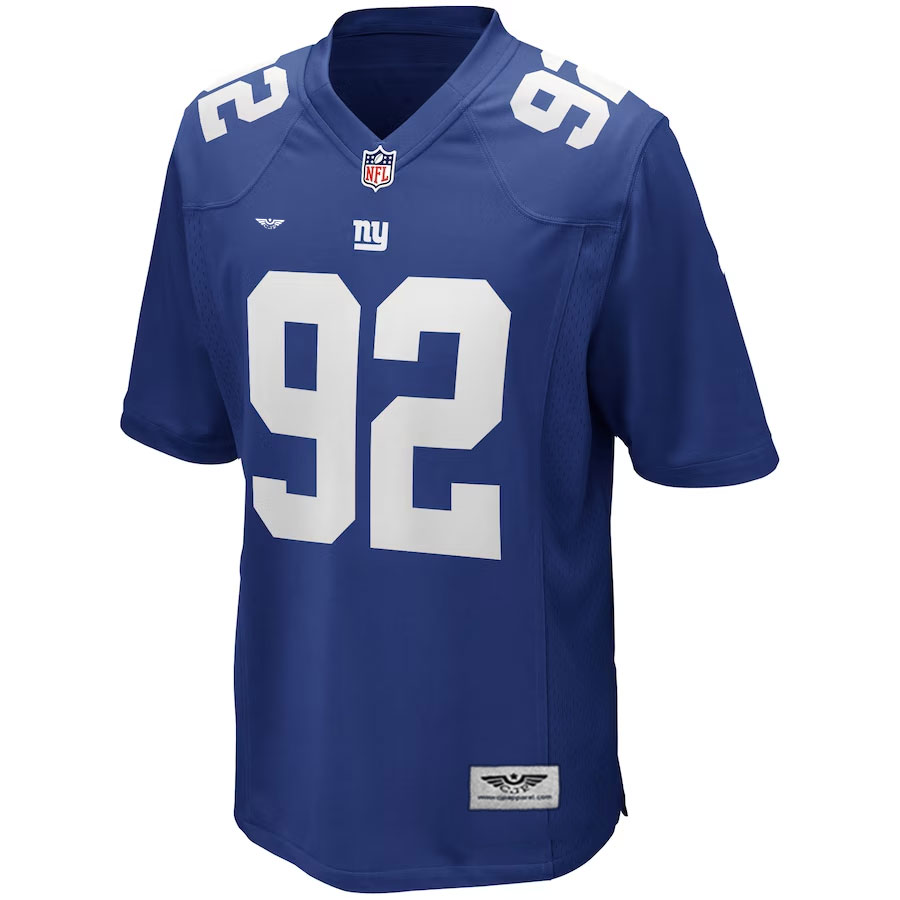 Michael-Strahan-New-York-Giants-CJP-Apparel-Game-Retired-Player-Jersey---Royal.Furent-Viwe