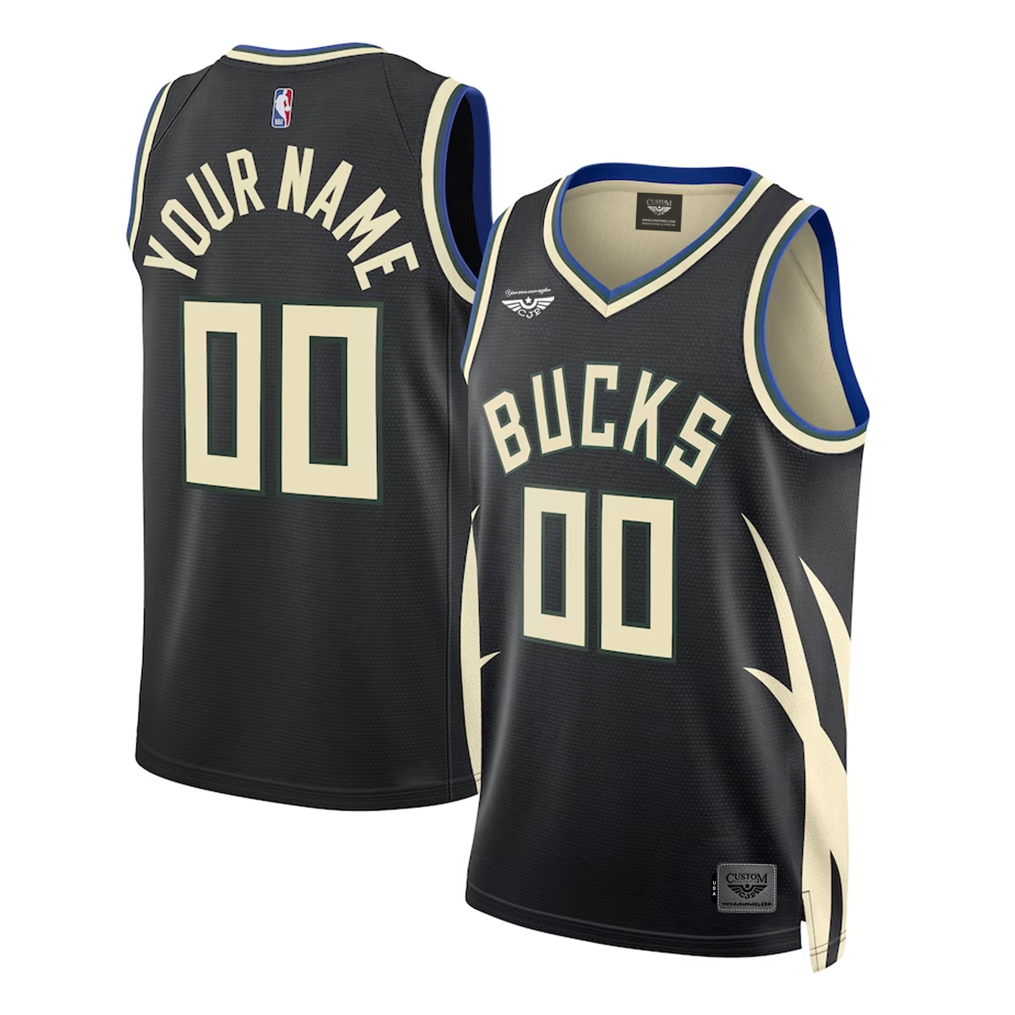 Milwaukee Bucks Jordan Brand Unisex 2022-23 Swingman Custom Jersey - Statement Edition - Black both
