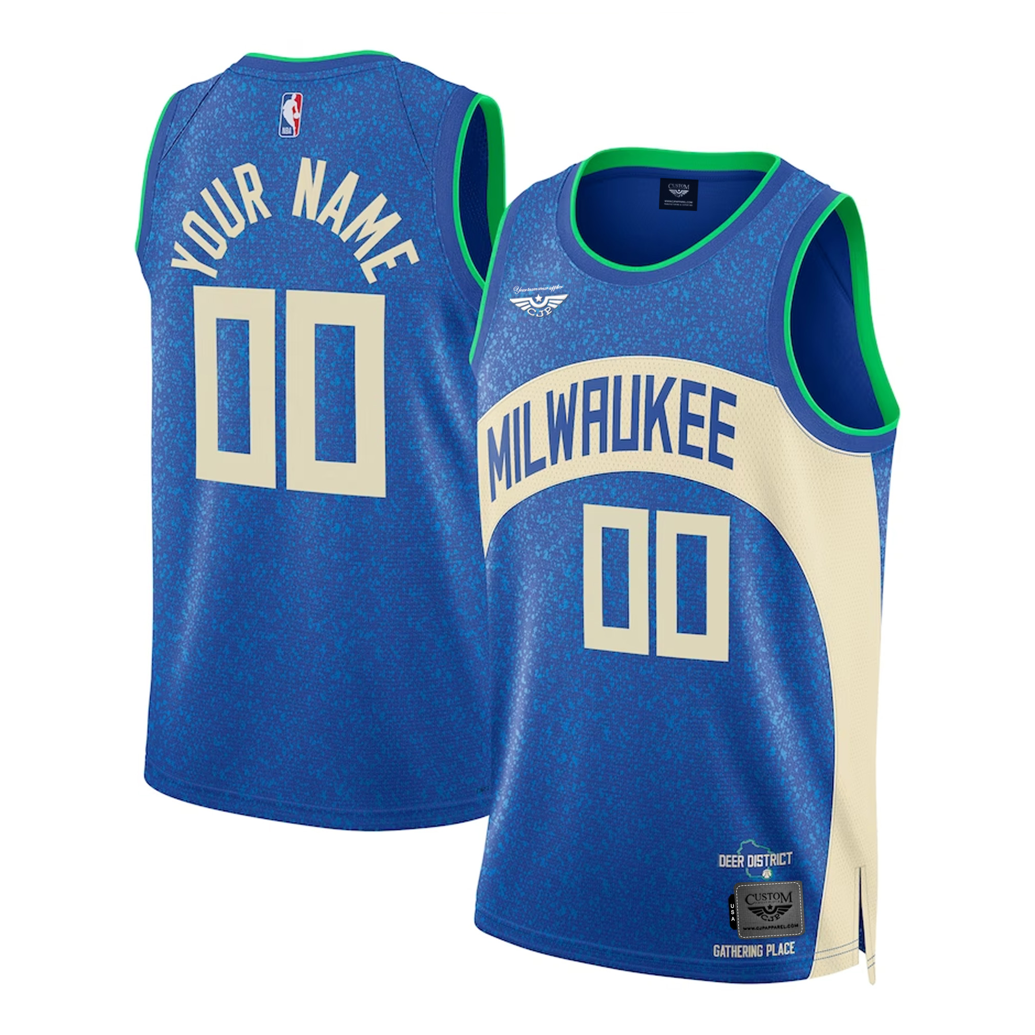 Milwaukee Bucks CJP APPAREL Unisex 2023-24 Custom Swingman Jersey - Royal - City Edition both