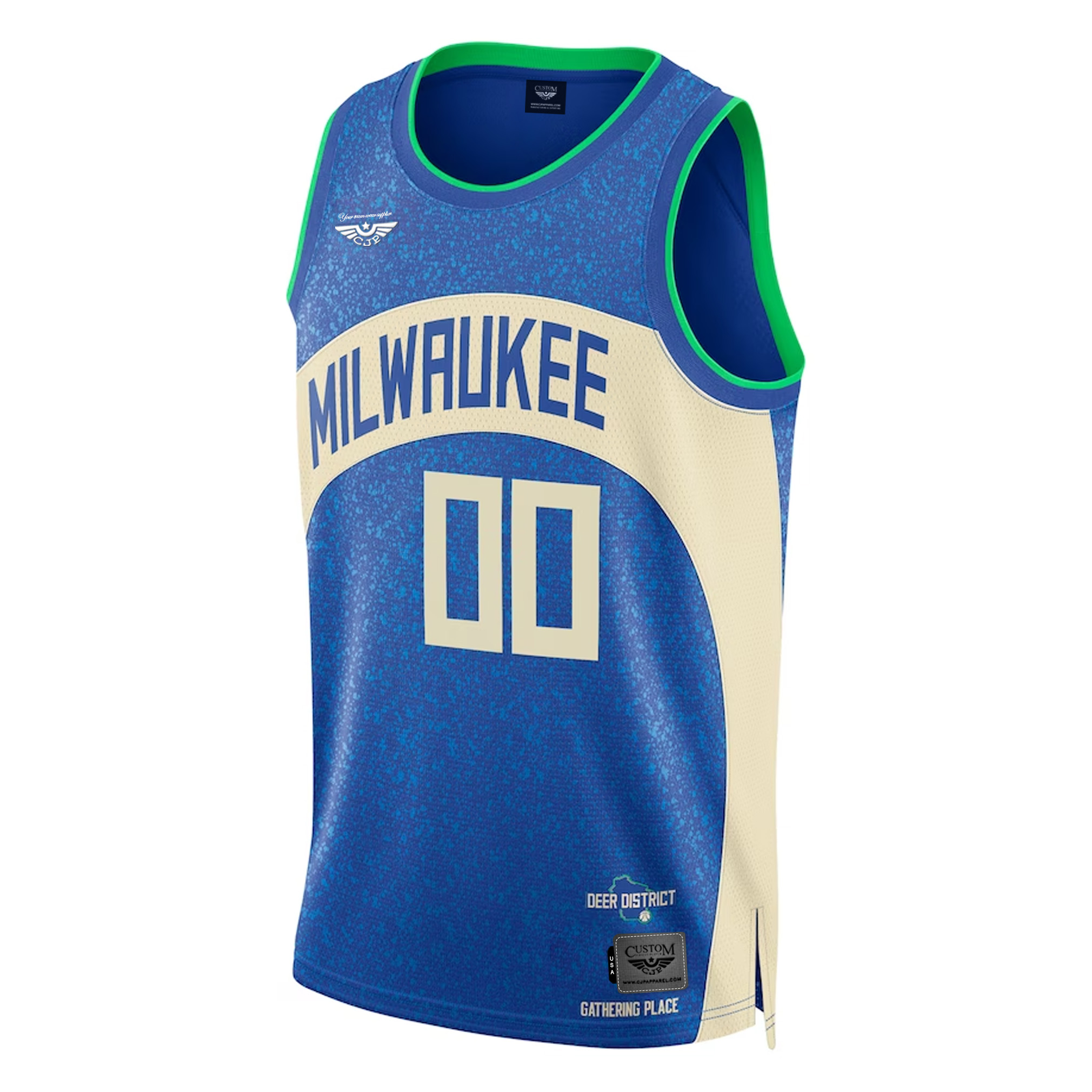 Milwaukee Bucks CJP APPAREL Unisex 2023-24 Custom Swingman Jersey - Royal - City Edition front