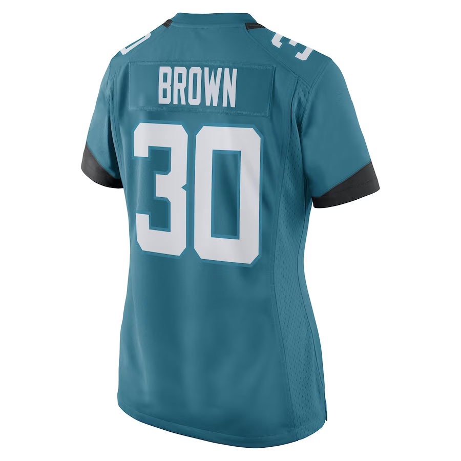 Montaric-Brown-Jacksonville-Jaguars-CJP-Apparel-Women's-Game-Player-Jersey---Teal.Back-Viwe