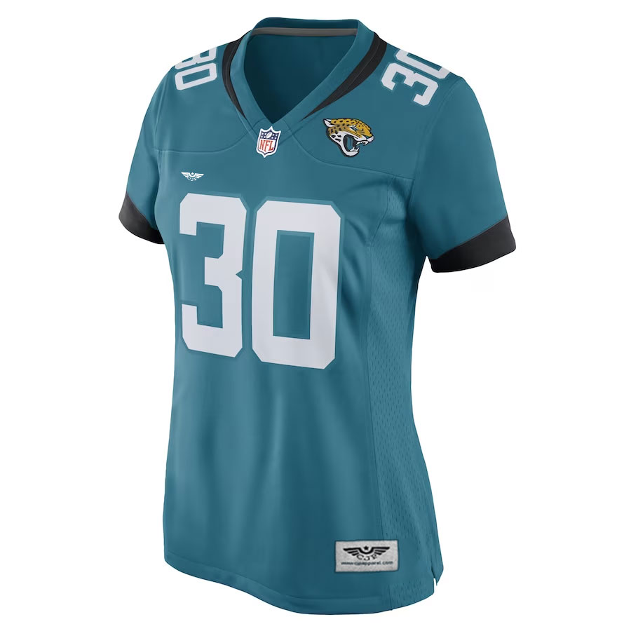 Montaric-Brown-Jacksonville-Jaguars-CJP-Apparel-Women's-Game-Player-Jersey---Teal.Furent-Viwe