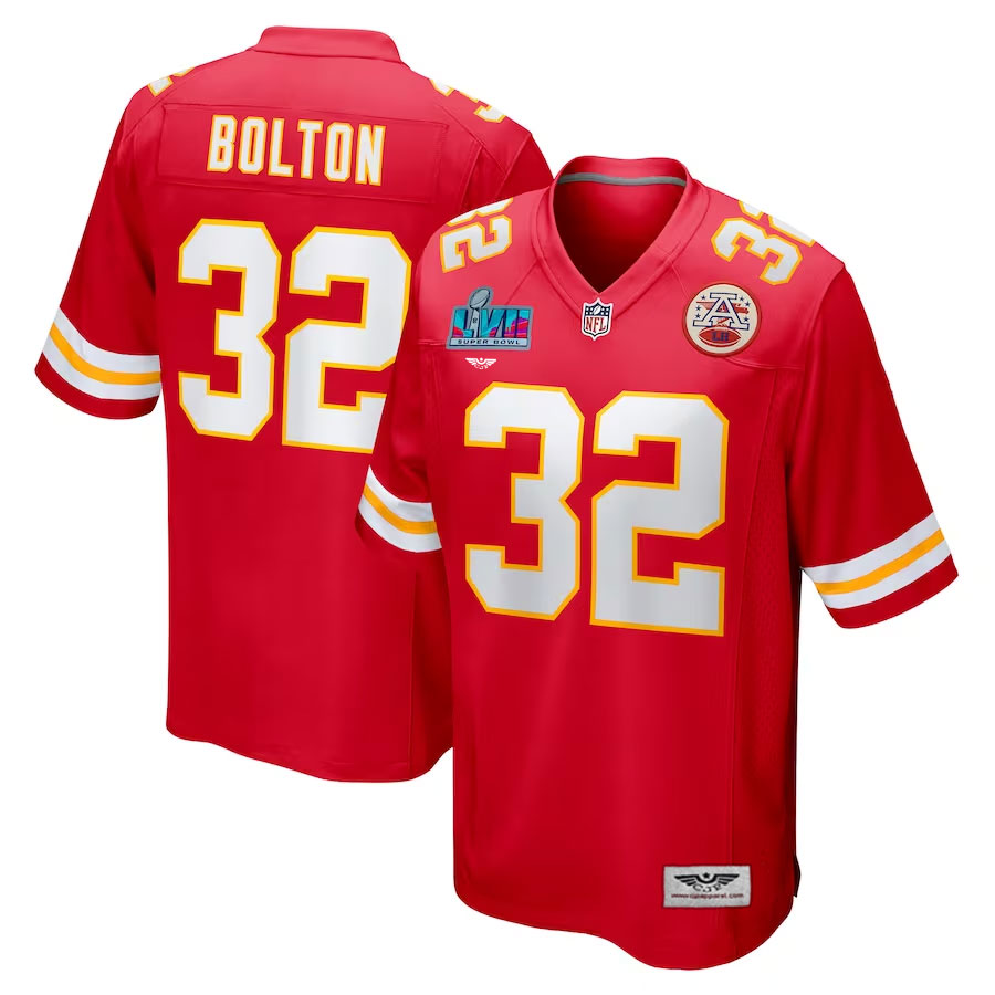 Nick-Bolton-Kansas-City-Chiefs-CJP-Apparel-Super-Bowl-LVII-Patch-Game-Jersey---Red