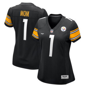 Number 1 Mom Pittsburgh Steelers CJP Apparel Women's Game Jersey - Black