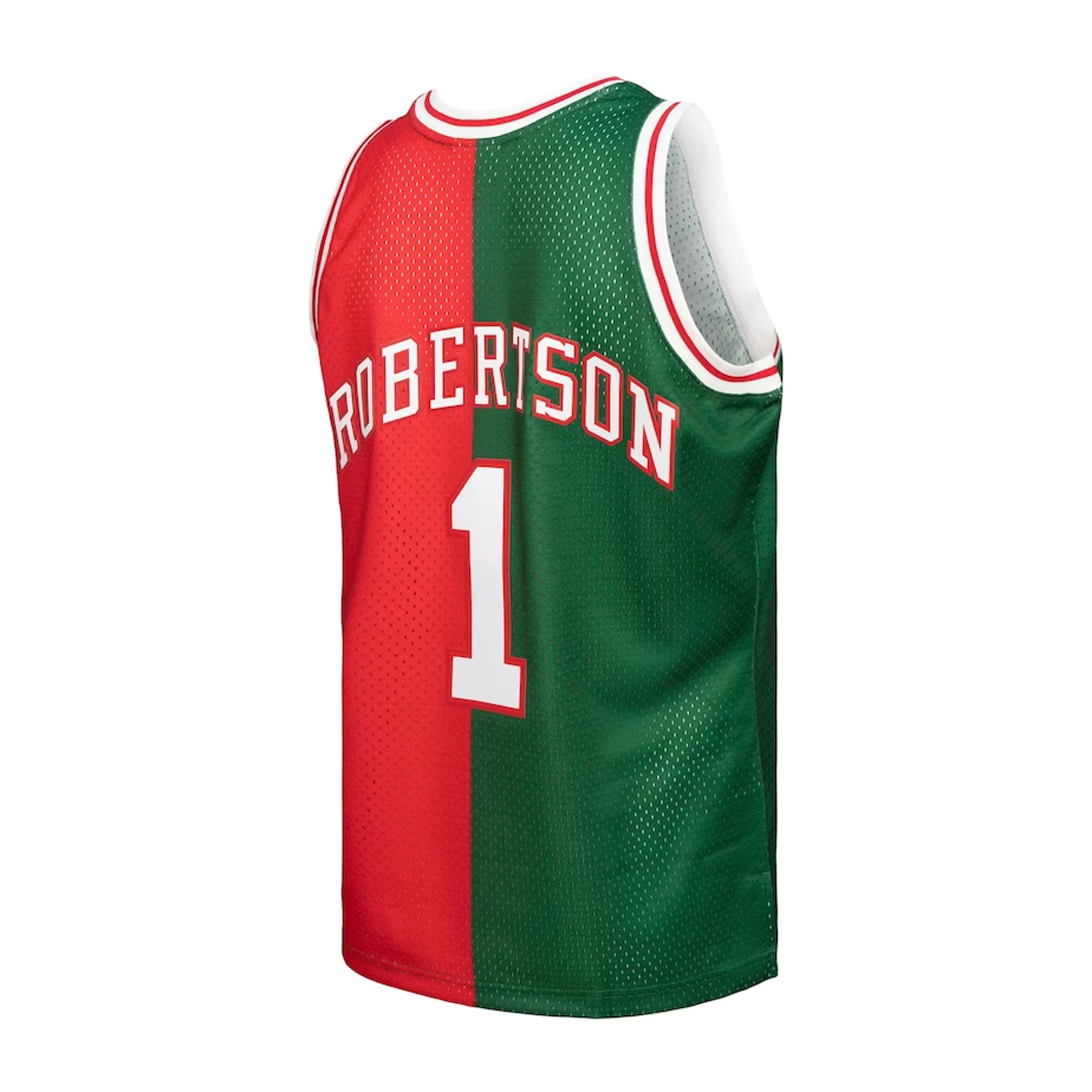Oscar Robertson Milwaukee Bucks Mitchell & Ness Hardwood Classics 1971-72 Split Swingman Jersey - Green-Red bck