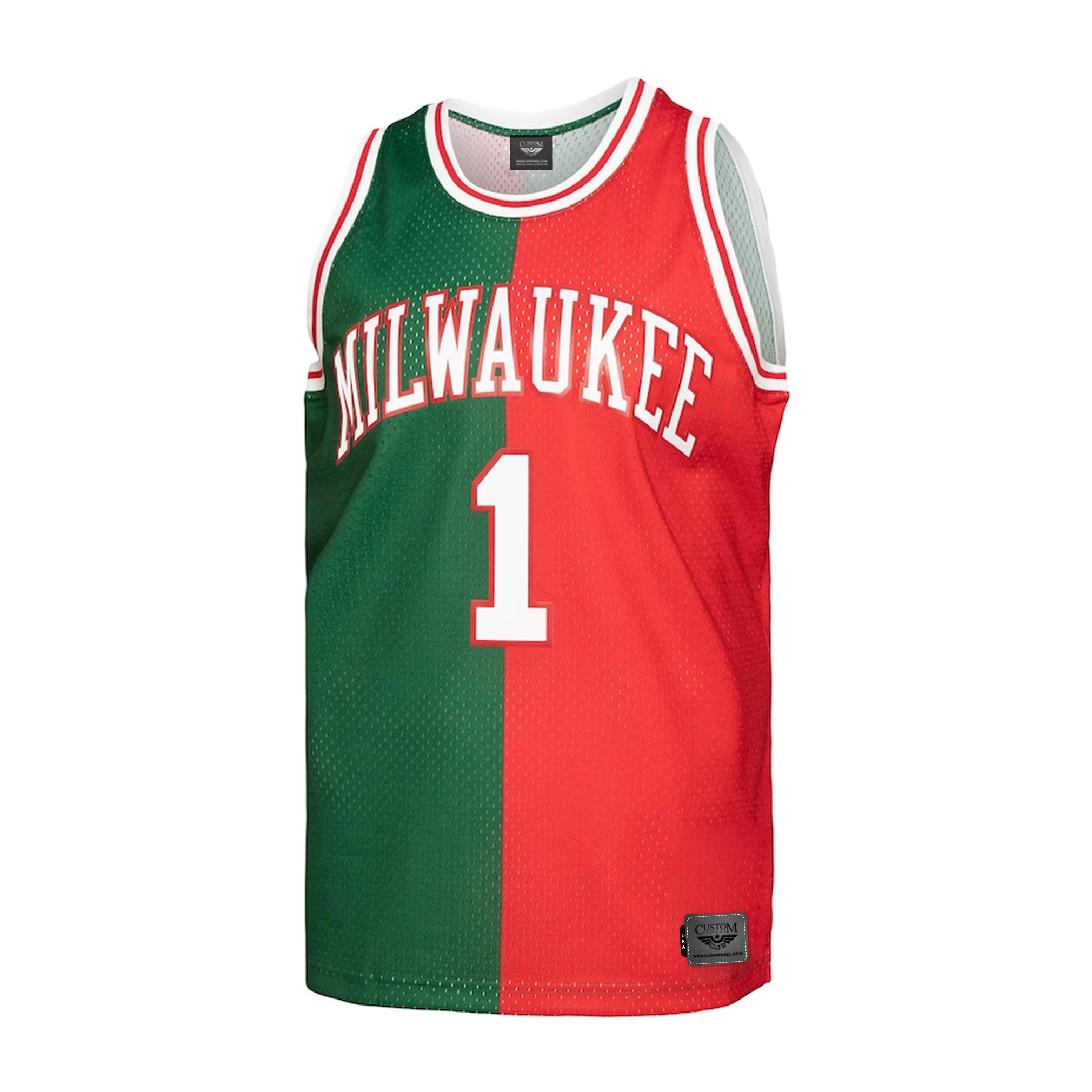 Oscar Robertson Milwaukee Bucks Mitchell & Ness Hardwood Classics 1971-72 Split Swingman Jersey - Green-Red front