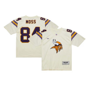 Randy Moss Minnesota Vikings CJP Apparel Chainstitch Legacy Jersey - Cream
