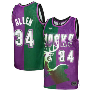Ray Allen Milwaukee Bucks CJP Hardwood Classics 1996/97 Split Swingman Jersey - Green/Purple