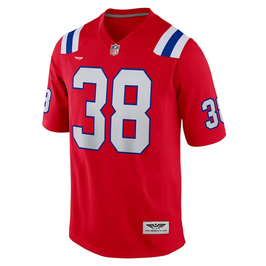 Rhamondre-Stevenson-New-England-Patriots-CJP-Apparel-Alternate-Game-Player-Jersey---Red.Furent-Viwe