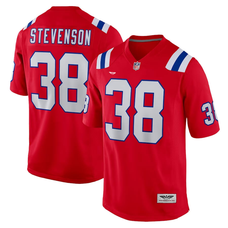 Rhamondre-Stevenson-New-England-Patriots-CJP-Apparel-Alternate-Game-Player-Jersey---Red