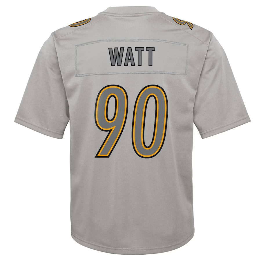 T-J-Watt-Pittsburgh-Steelers-CJP-Apparel-Youth-Atmosphere-Game-Jersey---Gray.Back-Viwe