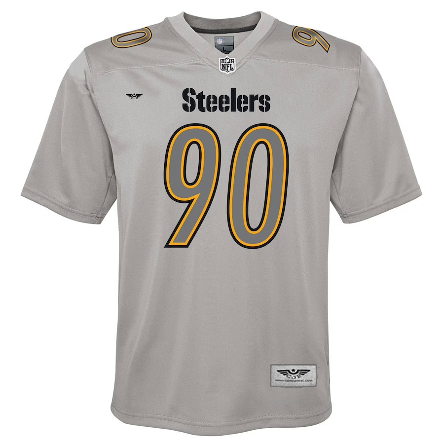 T-J-Watt-Pittsburgh-Steelers-CJP-Apparel-Youth-Atmosphere-Game-Jersey---Gray.Furent-Viwe