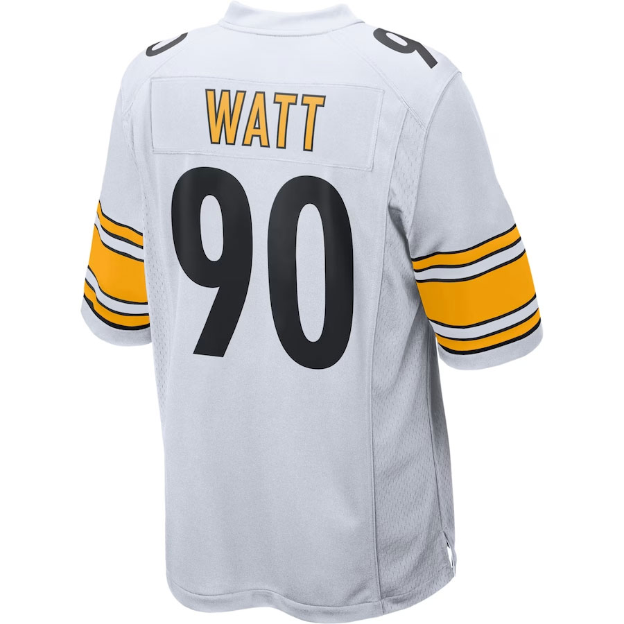T-J-Watt-Pittsburgh-Steelers-CJP-Apparel-Youth-Game-Jersey---White.Bcak-Viwe