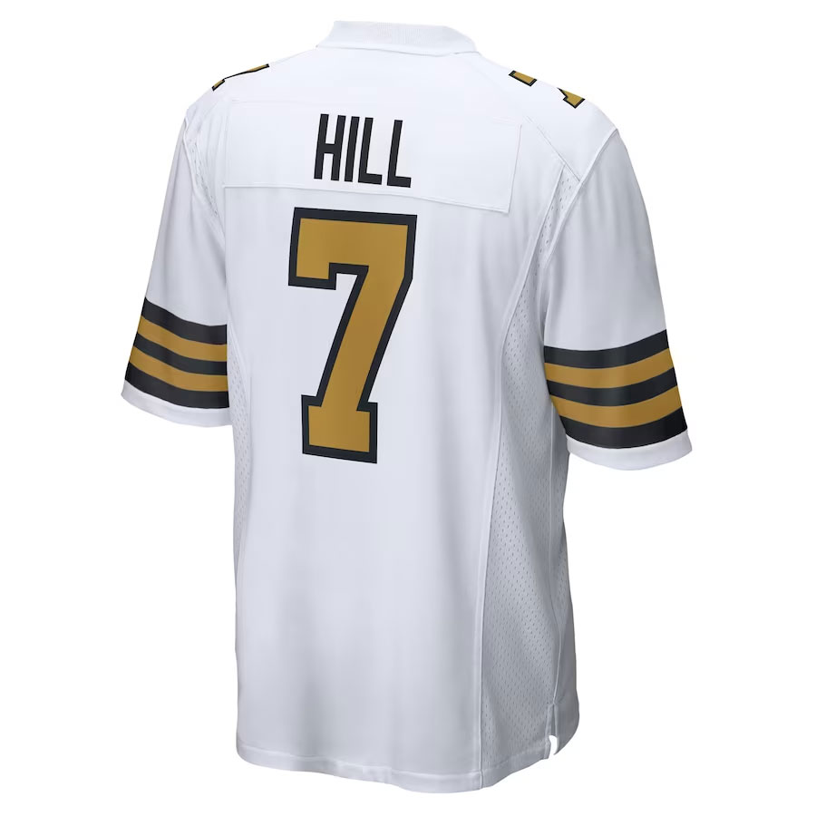 Taysom-Hill-New-Orleans-Saints-CJP-Apparel-Alternate-Game-Jersey---White.Back-Viwe
