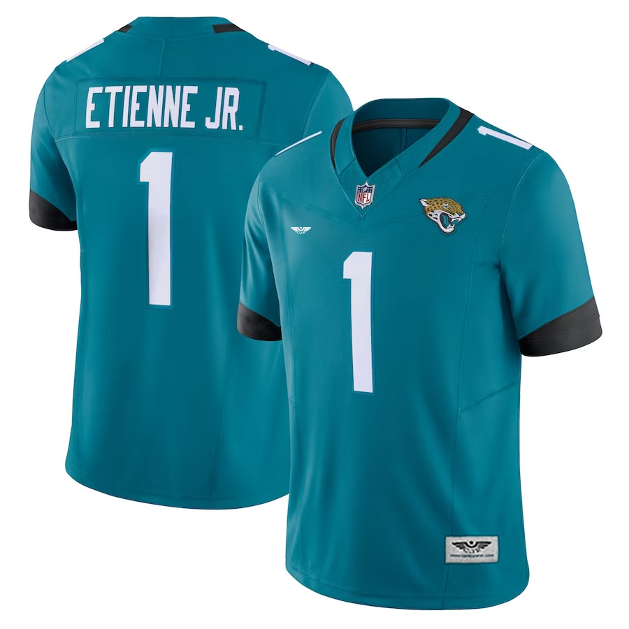 Travis-Etienne-Jacksonville-Jaguars-CJP-Apparel-Vapor-F.U.S.E.-Limited-Jersey---Teal