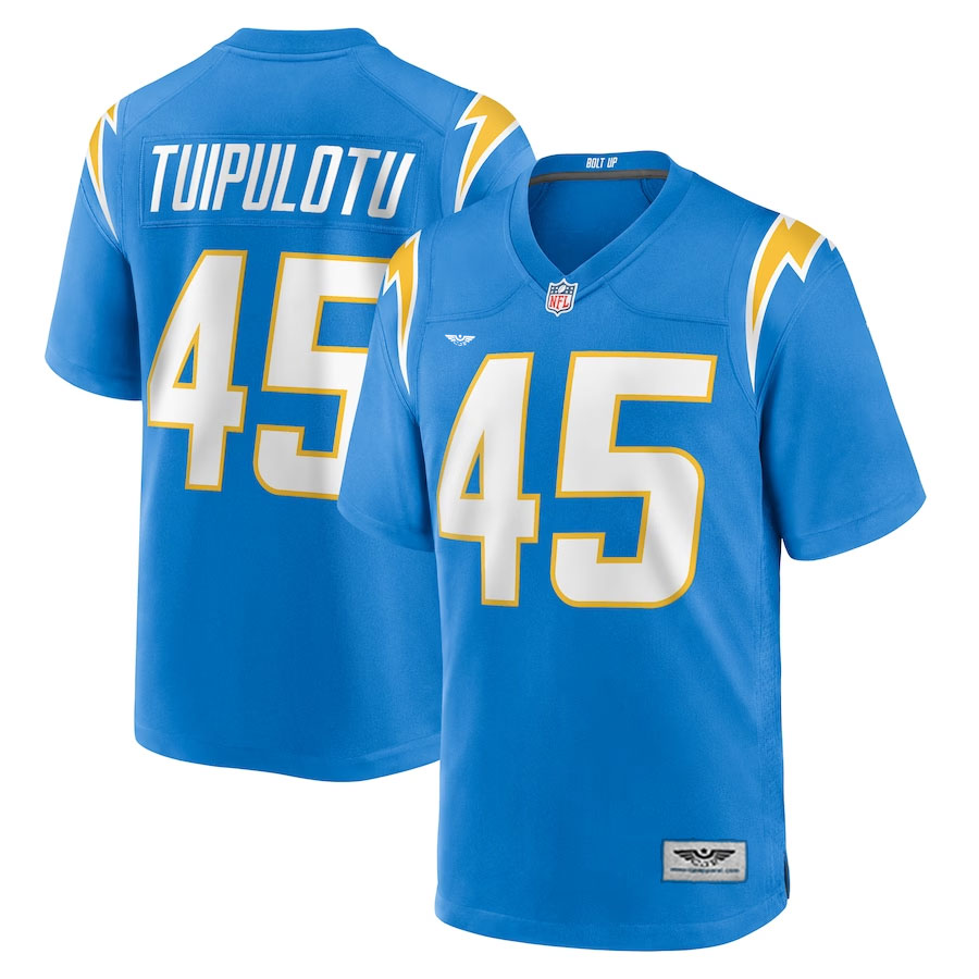 Tuli-Tuipulotu-Los-Angeles-Chargers-CJP-Apparel-Team-Game-Jersey---Powder-Blue