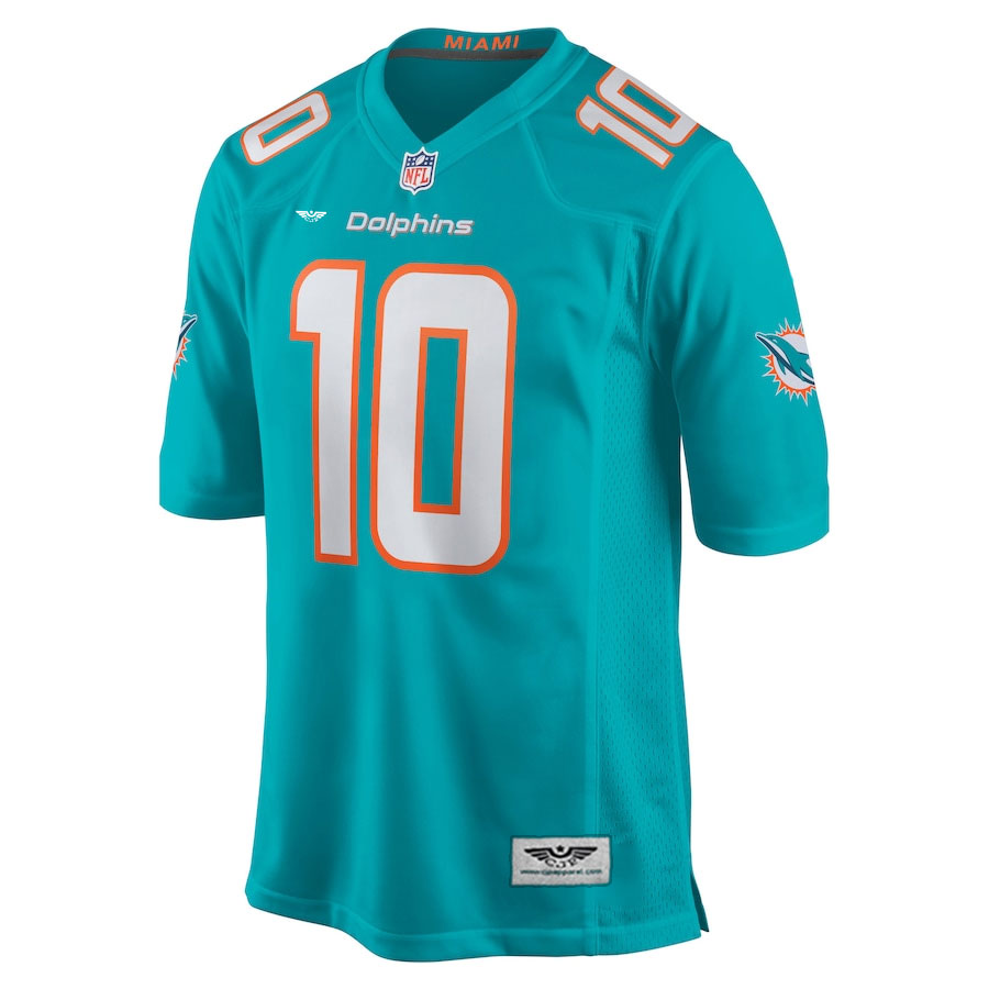 Tyreek-Hill-Miami-Dolphins-CJP-Apparel-Game-Jersey---Aqua.Furent-Viwe