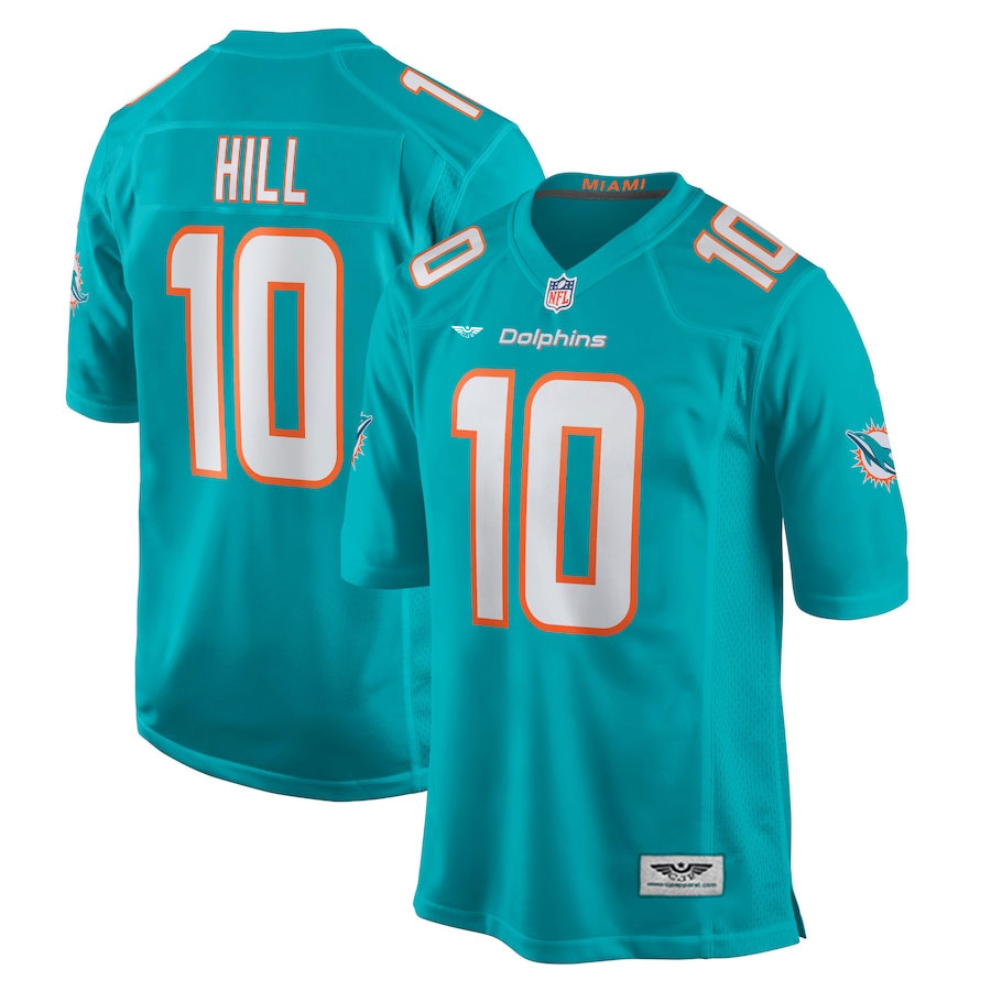 Tyreek-Hill-Miami-Dolphins-CJP-Apparel-Game-Jersey---Aqua