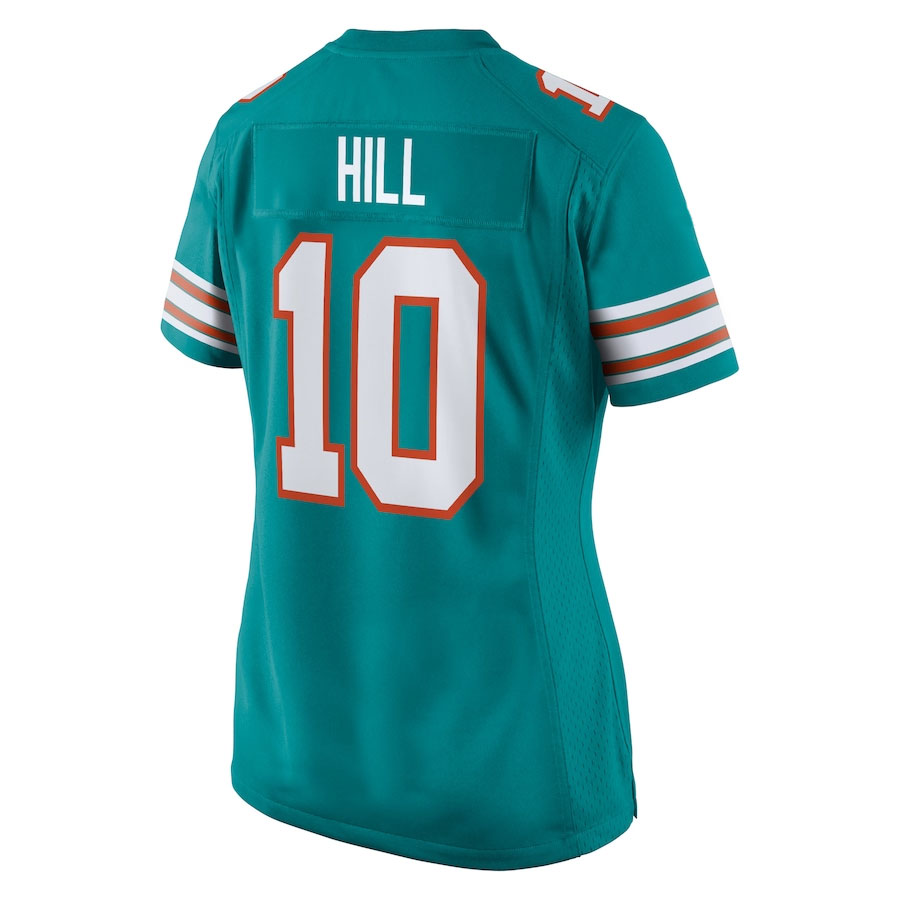 Tyreek-Hill-Miami-Dolphins-CJP-Apparel-Women's-Alternate-Game-Jersey---Aqua.Back-Viwe