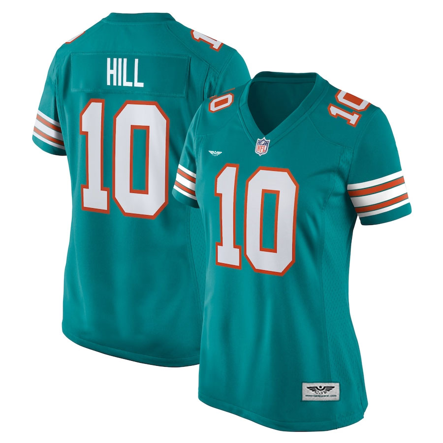 Tyreek-Hill-Miami-Dolphins-CJP-Apparel-Women's-Alternate-Game-Jersey---Aqua