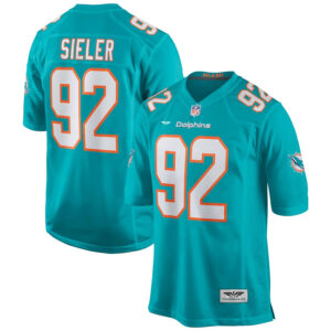 Zach Sieler Miami Dolphins  CJP Apparel Game Jersey - Aqua