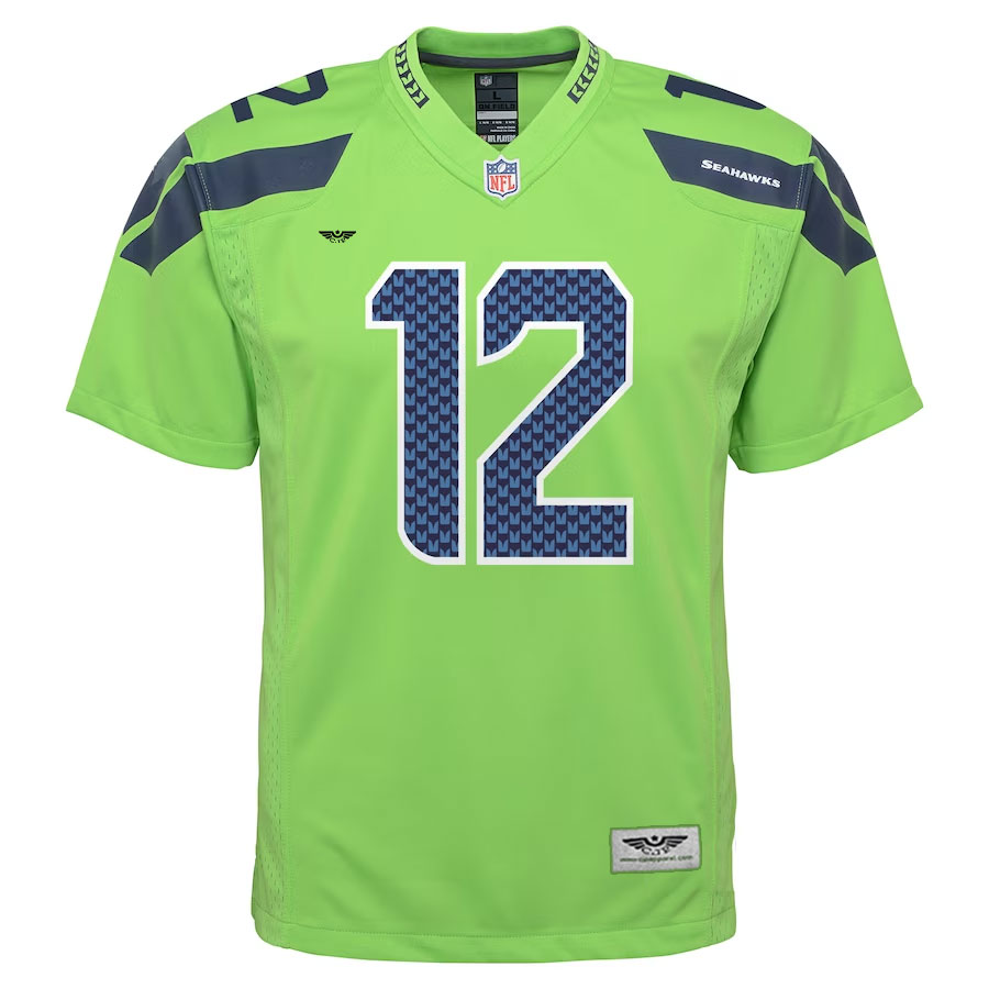 12th-Fan-Seattle-Seahawks-CJP-Apparel-Youth-Game-Jersey---Neon-Green.Furent-Viwe
