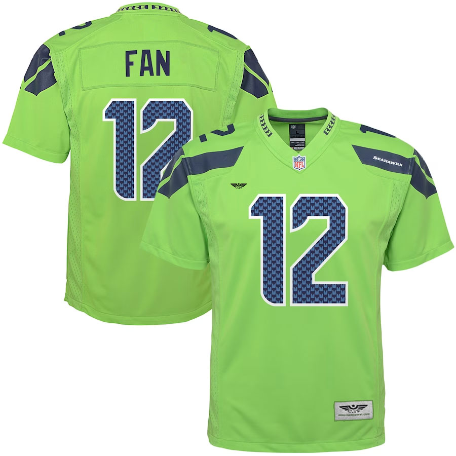 12th-Fan-Seattle-Seahawks-CJP-Apparel-Youth-Game-Jersey---Neon-Green