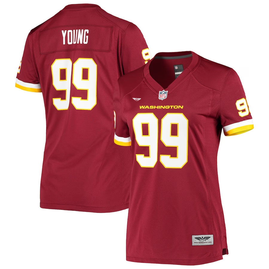 Chase-Young-Washington-Football-Team-CJP-Apparel-Women's-Player-Game-Jersey---Burgundy