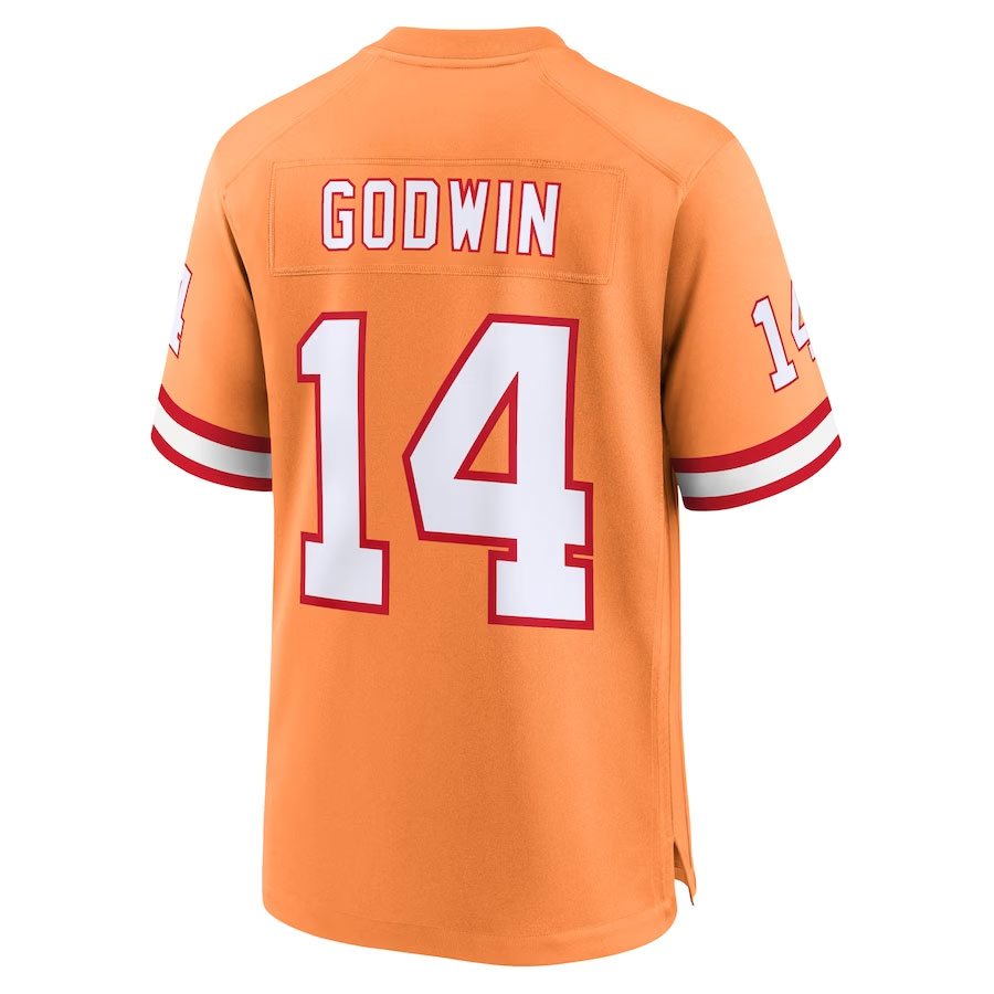 Chris-Godwin-Tampa-Bay-Buccaneers-CJP-Apparel-Throwback-Game-Jersey---Orange.Back-Viwe