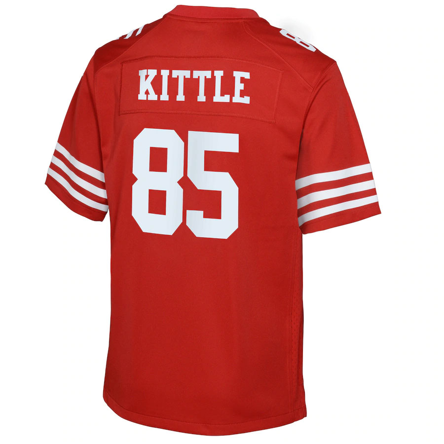 George-Kittle-San-Francisco-49ers-CJP-Apparel-Youth-Game-Jersey---Scarlet.Bck-Viwe