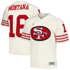 Joe Montana San Francisco 49ers CJP Apparel Chainstitch Legacy Jersey - Cream