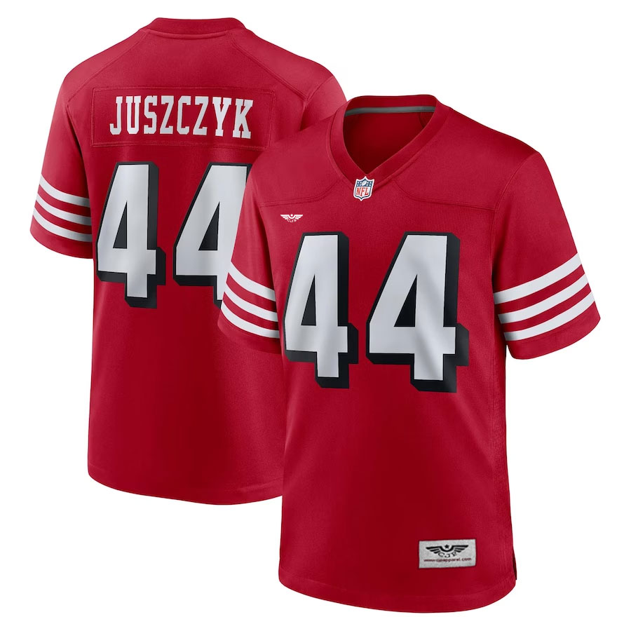 Kyle-Juszczyk-San-Francisco-49ers-CJP-Apparel-Alternate-Game-Jersey---Scarlet