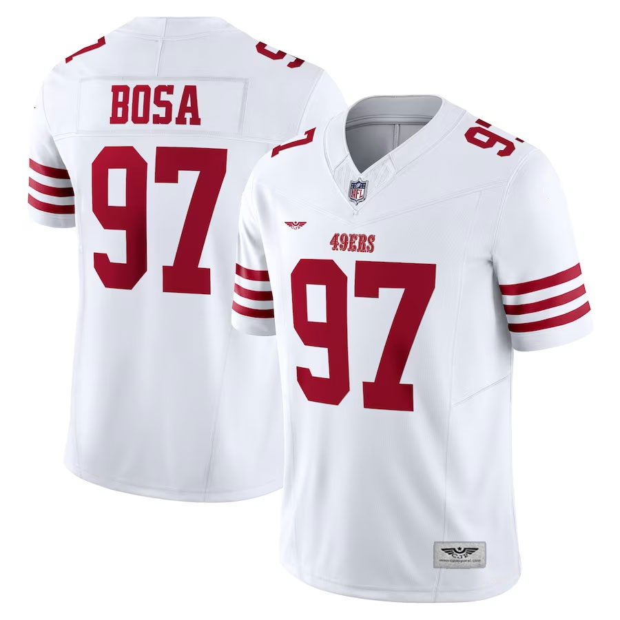Nick-Bosa-San-Francisco-49ers-CJP-Apparel-Vapor-F.U.S.E.-Limited-Jersey---White