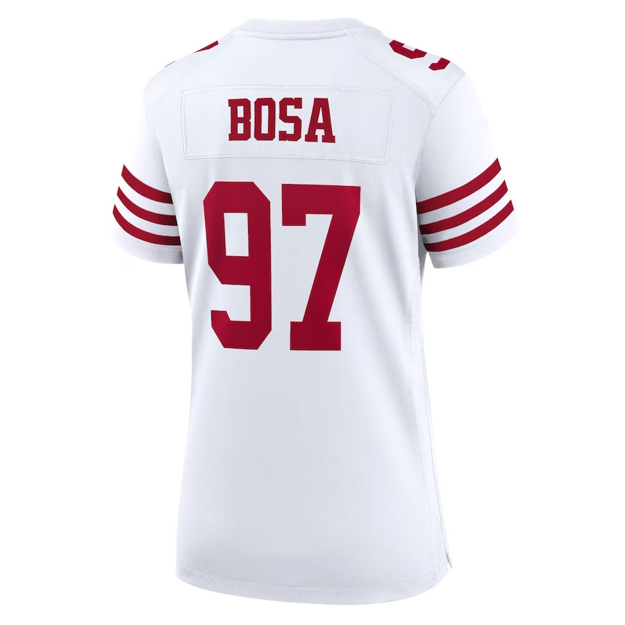 Nick-Bosa-San-Francisco-49ers-CJP-Apparel-Women's-Game-Jersey---White.Bck-Viwe